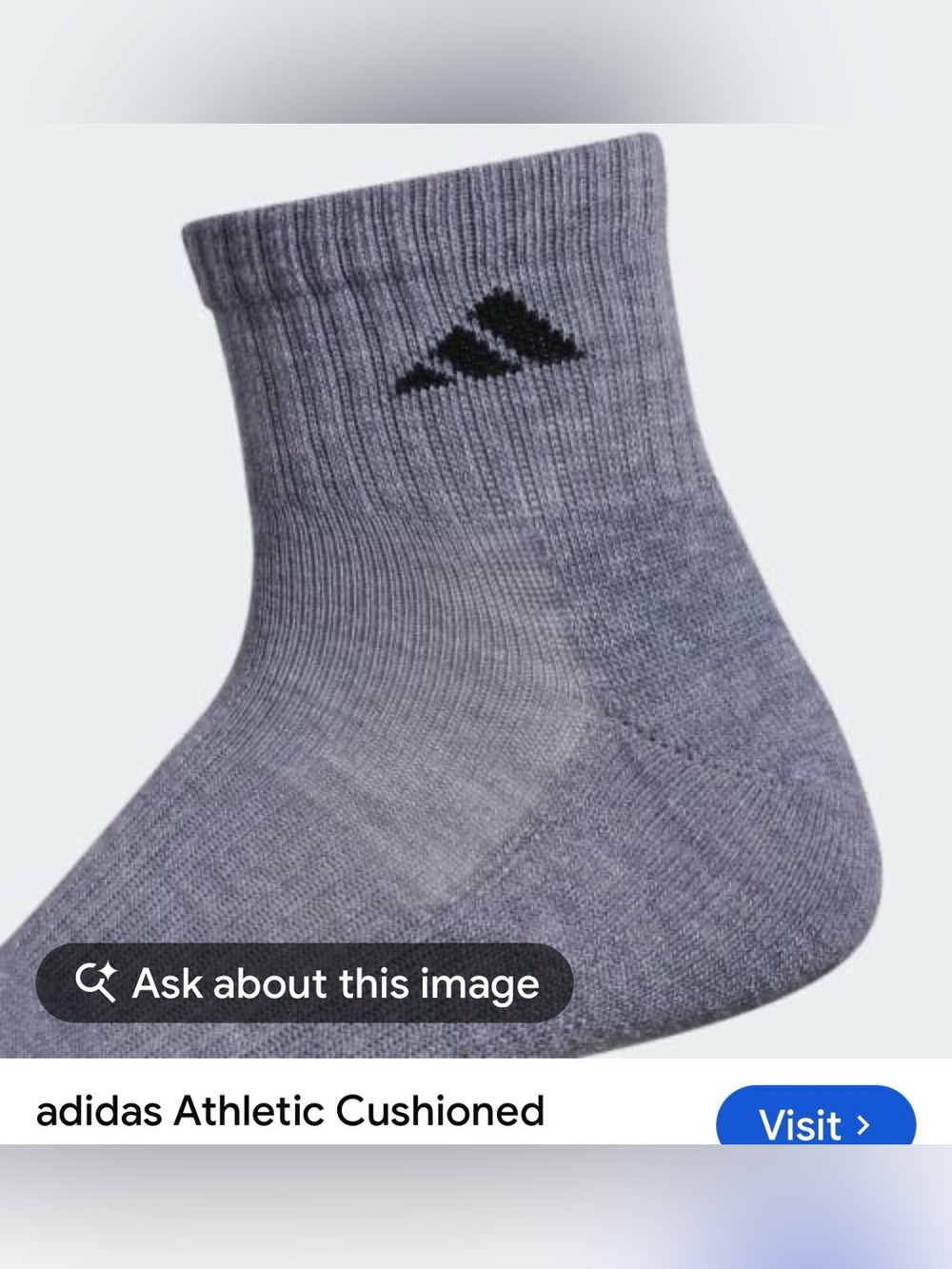#3254** 2 pairs adidas Men’s Athletic Cushioned Crew Socks in Gray